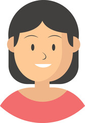 Vector portrait of a woman with short hair and a red shirt illustration