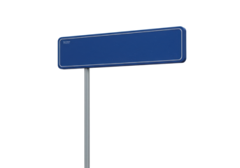 Isolated blue street sign, blank empty road direction with space, outdoor advertising space