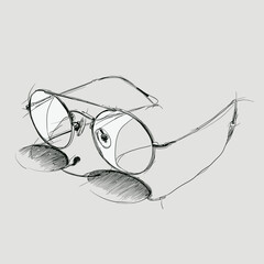 Minimalist line sketch of vintage round eyeglasses. Suitable for fashion, accessory, identity and lifestyle projects