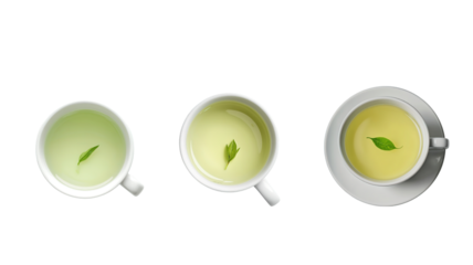 Green tea cup on transparent background png