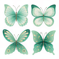 set of beautiful butterfly
