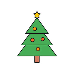 3D paper cut Christmas tree vector illustration with star ornament and merry holiday decoration