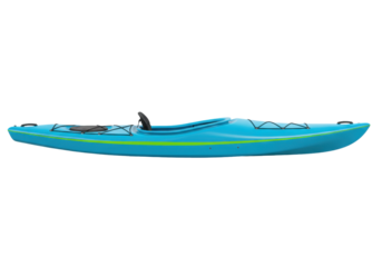 Isolated kayak floats still, a recreational boat used for canoeing, fishing, exploring, water sport