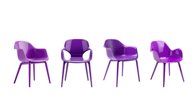 Purple plastic chair on transparent background