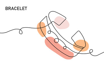A graceful bracelet illustration featuring a looping thread and soft orange and pink color blocks. Modern, minimalist jewelry concept ideal for fashion, design, and art portfolios.