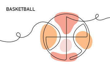 Vibrant abstract basketball emblem featuring a circular frame, bold color blocks, and flowing lines. Suitable for sports branding, fitness, teams, and basketball-themed design projects.