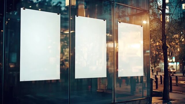 A building with three empty poster spaces on its side
