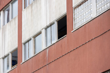 Old damaged building showing signs of neglect and decay