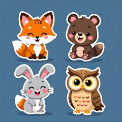 Fototapeta premium A cute vector illustration set of funny cartoon animal head icons, a collection featuring a baby owl face