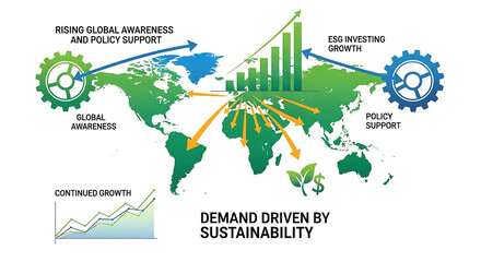 Fototapeta premium Demand driven by sustainability and rising global awareness, policy support