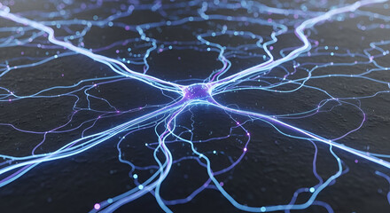 Stunning neuron network illustration for innovative biotech research and medical science presentations with a modern, sophisticated look and feel