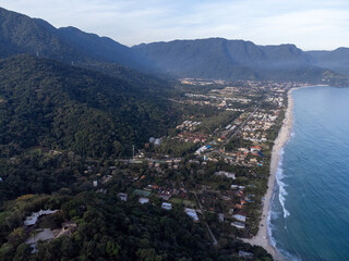 The beautiful beach in the Atlantic Forest of Maresias on the north coast of S&atilde;o Paulo