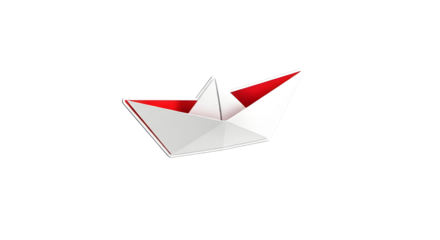 Creative origami paper boat logo design isolated for business concept and metaphor isolated PNG with Transparent Background