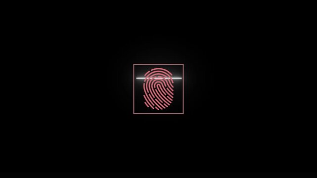 &ldquo;Digital fingerprint biometric icon with blue scan light&rdquo;