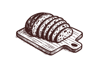 Sourdough bread hand drawn sketch vector illustration