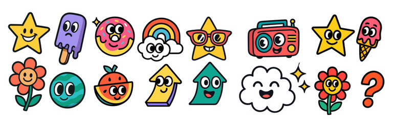 Fototapeta premium Playful cartoon sticker pack for kids and fun design