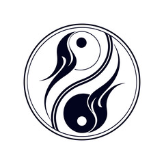 Yin yang flame symbol vector design representing balance harmony and energy flow