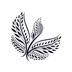 Obraz premium Abstract floral leaf design vector illustration in black and white style