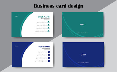 Business Card Vector Template – Modern Minimal Corporate Card Design in blue and green color