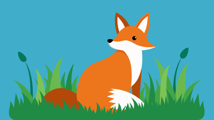 Obraz premium Illustration of a fox in a grassy field