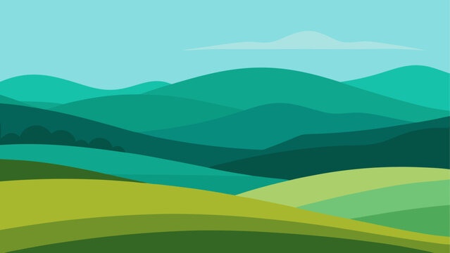 Landscape with rolling hills and blue sky