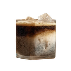 Dark layered cocktail with ice