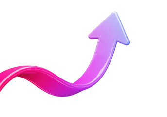 Pink and purple arrow pointing up isolated PNG, growth and success concept on transparent background