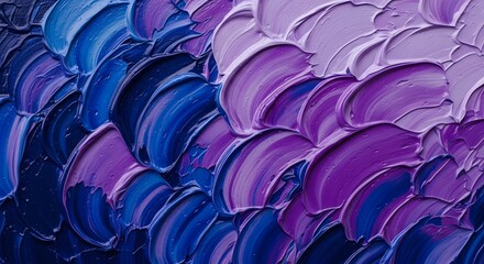 Obraz premium Abstract oil painting with vibrant blue and purple swirls, showcasing texture and color blending