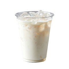 Creamy iced beverage in clear plastic cup