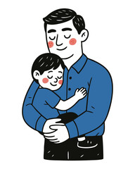 Father Hugging Child Vector Illustration – Dad and Son Love, Family Bond and Emotional Care