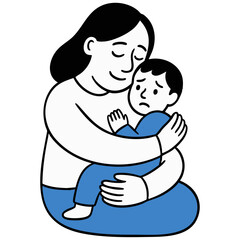 Mother Hugging Child Vector Illustration – Family Love, Safety and Emotional Support