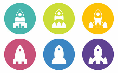Rocket, space icon set with colorful flat icons. Vector designs for business. Stock vector.