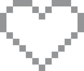 Gray outline pixel heart icon graphic
