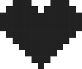 Black pixel heart icon in retro style