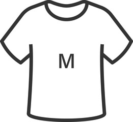 Outlined M size t-shirt icon graphic