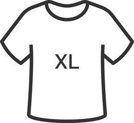 Outlined XL size shirt icon graphic