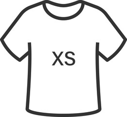 White outlined XS shirt icon graphic