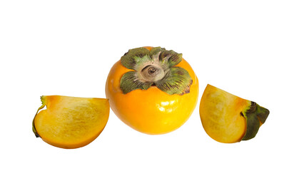 persimmon fruit isolated on Transparent background.