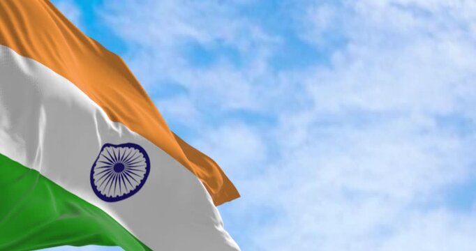 India national flag waving in the wind on a clear day