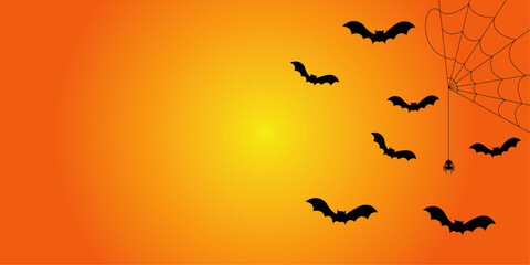 Fototapeta premium Halloween scary background with bats flying vector illustration.