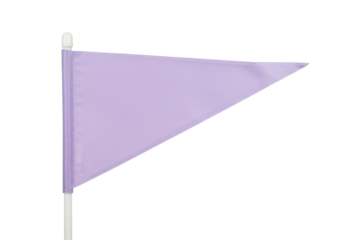 Light purple pennant flag isolated on transparent background, triangular banner on pole for sports events and celebrations