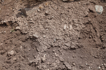 Soil and rock texture close-up. Soil and rock in nature
