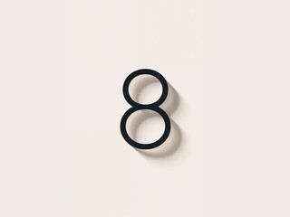 Abstract Minimalism: Artistic Black and White Number 8 Design with Contemporary Geometric Shadow in Clean Vector Style