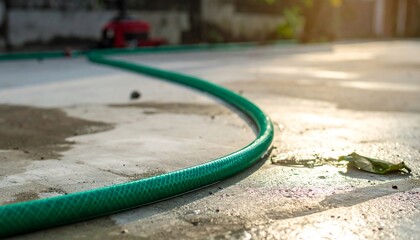 Garden hose on concrete