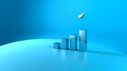 Modern business growth chart with upward paper plane