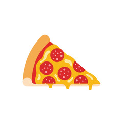 Delicious Slice Pepperoni Pizza Icon with Dripping Cheese for Food Illustrations