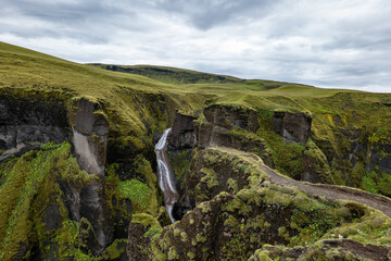canyon Fjadrarglj&uacute;fur and river Fjadra in Iceland