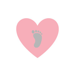 Newborn Footprint in Heart Shape for Baby Girl Announcement