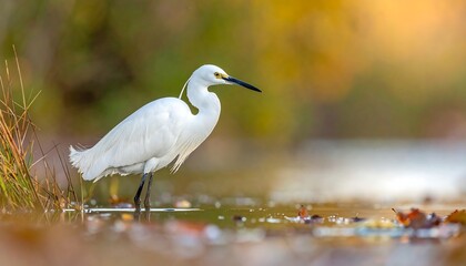 Obraz premium White heron in shallow water