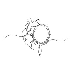 Obraz premium Artistic illustration of a heart with a mirror reflection 